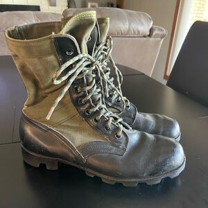 ROSEARCH Vintage Camo Black Leather Lace USA Camouflage Military Boots 9 vietnam